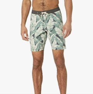 Linksoul Phillon Four-Way‎ Stretch Cotton Blend Boardshorts Green Leaf Men's 33